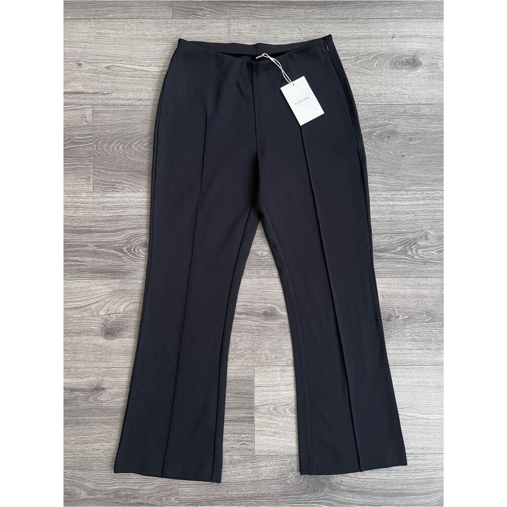EVERLANE The Dream Kick Flare Pants Small Black Pintuck Stretch Mid-Rise Preppy